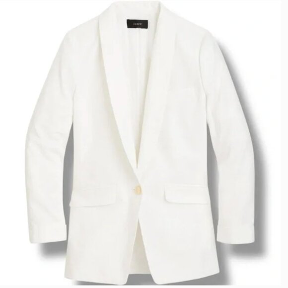 JCREW Unstructured Blazer Cotton-Linen In White Sz 10 -  NWT!! - Picture 1 of 10